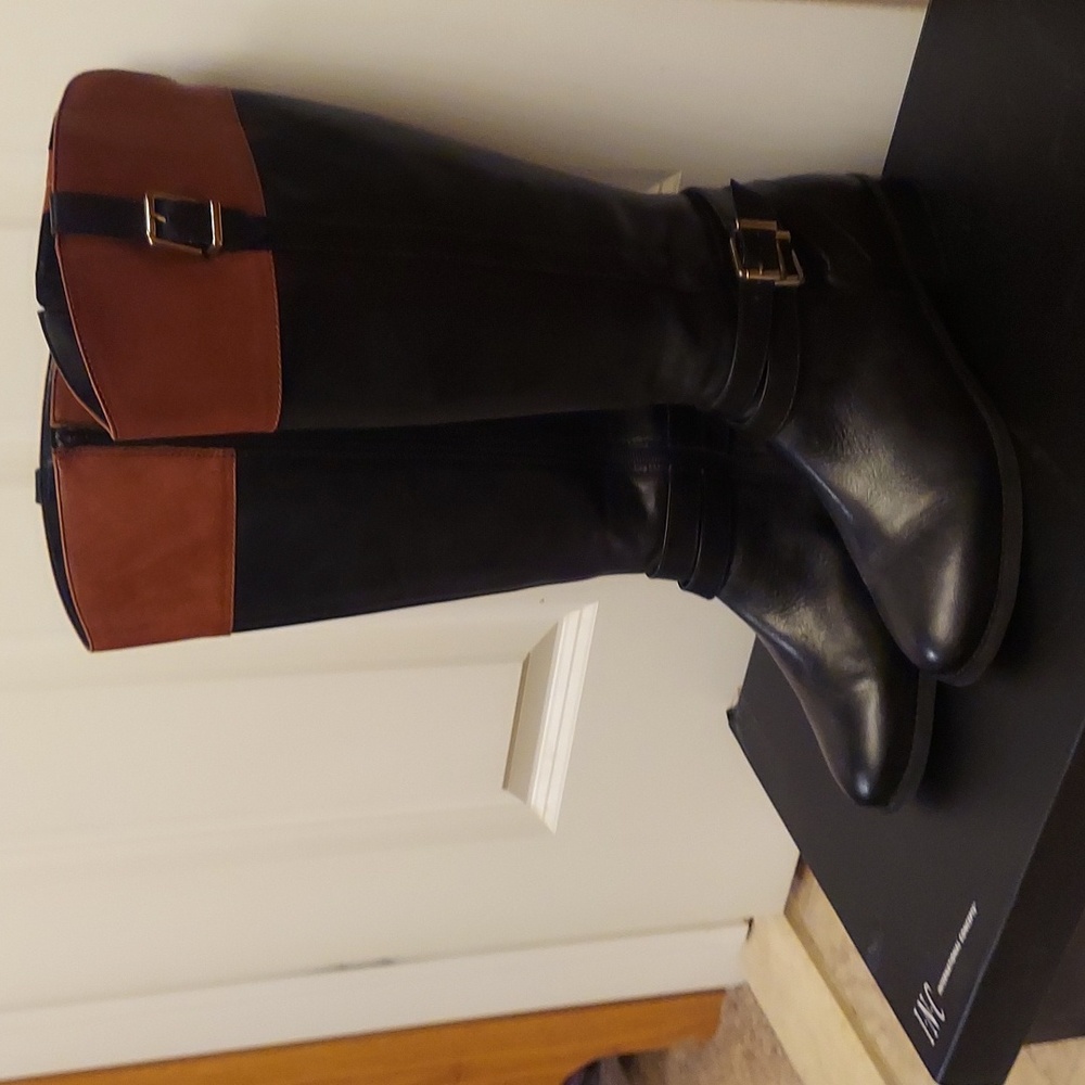 Almost new size 11 W WC black and cognac zipper boots